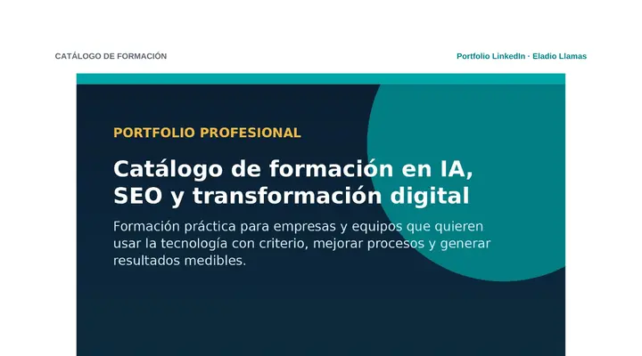 Portada del catálogo de formación en IA, SEO y transformación digital